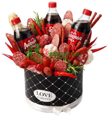 Съедобный букет в шляпной коробке «Пацанский флекс»